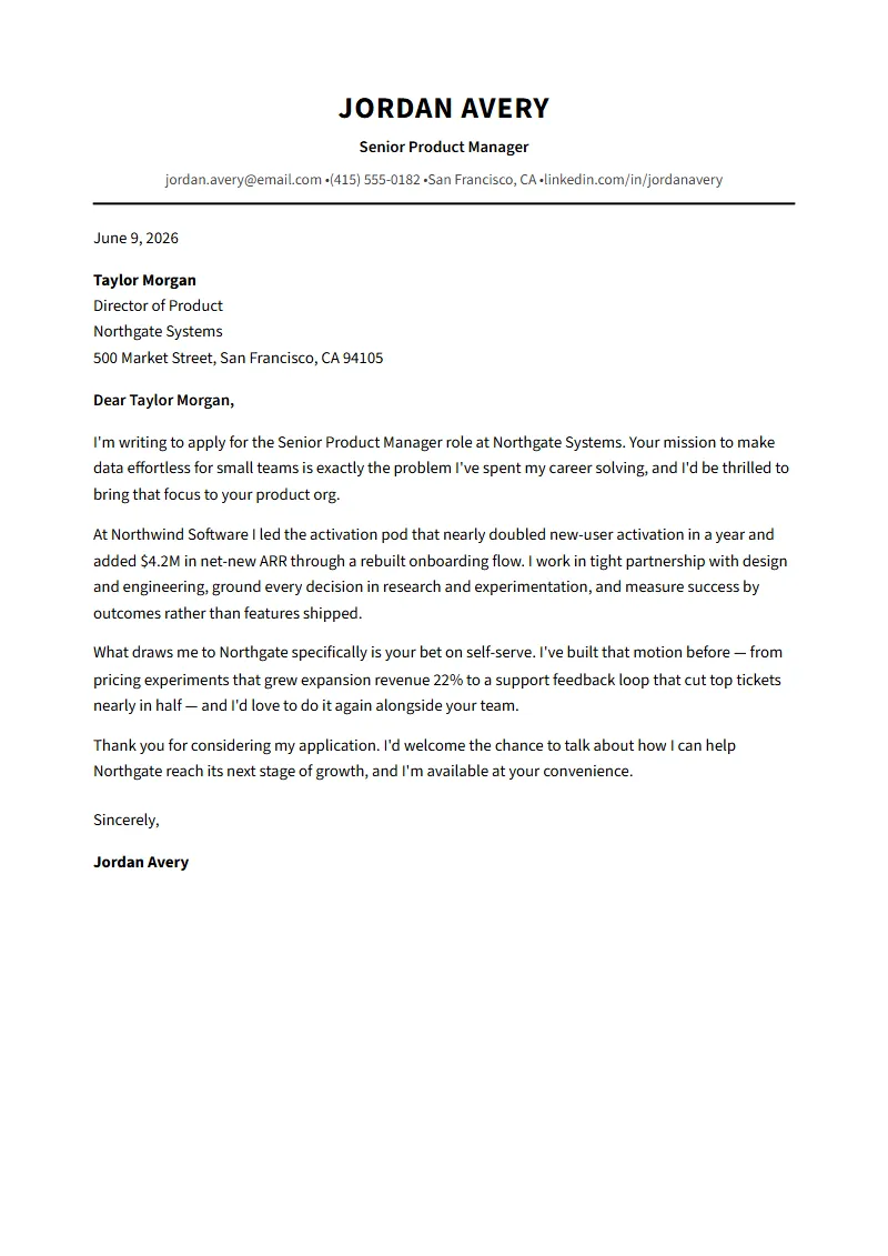 Anchor cover letter preview