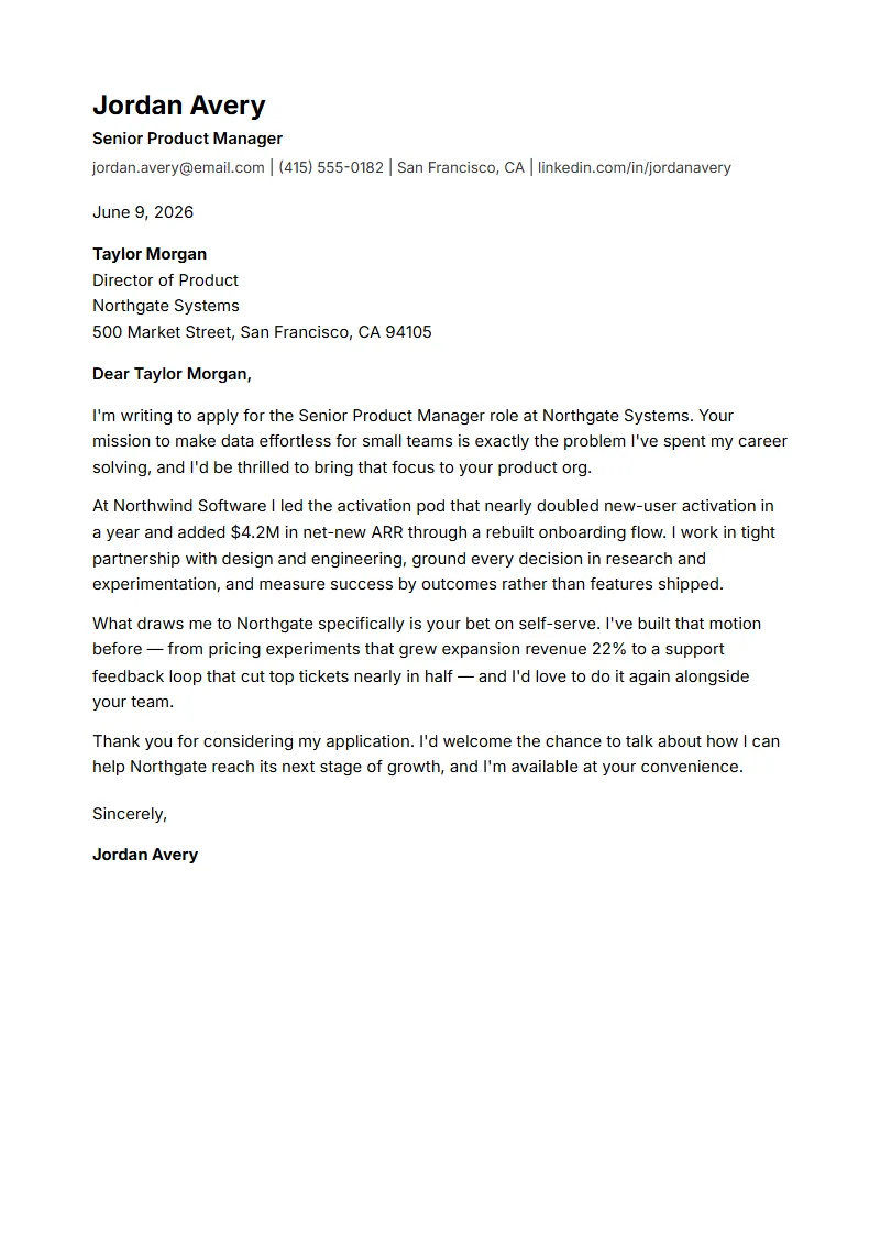 Ascii Lite cover letter preview