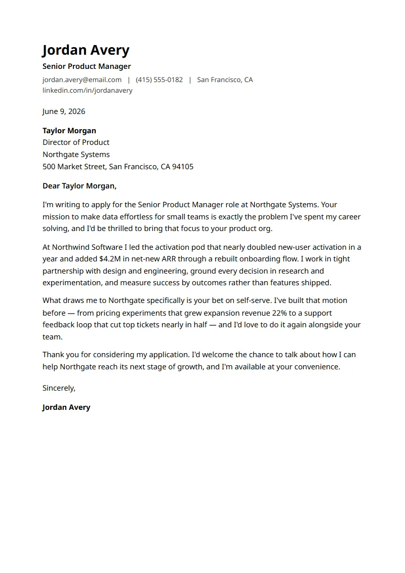 Baseline cover letter preview