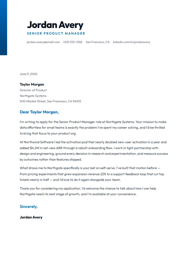 Beacon Pro cover letter preview