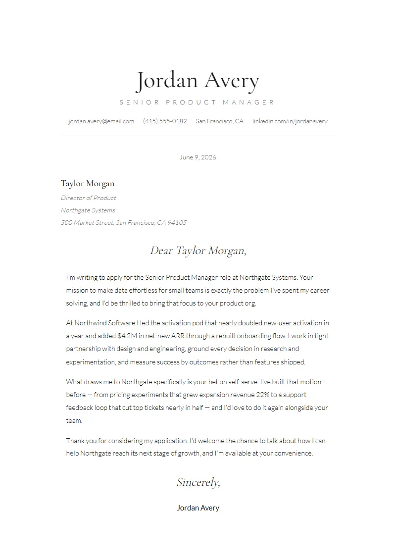 Breath cover letter preview
