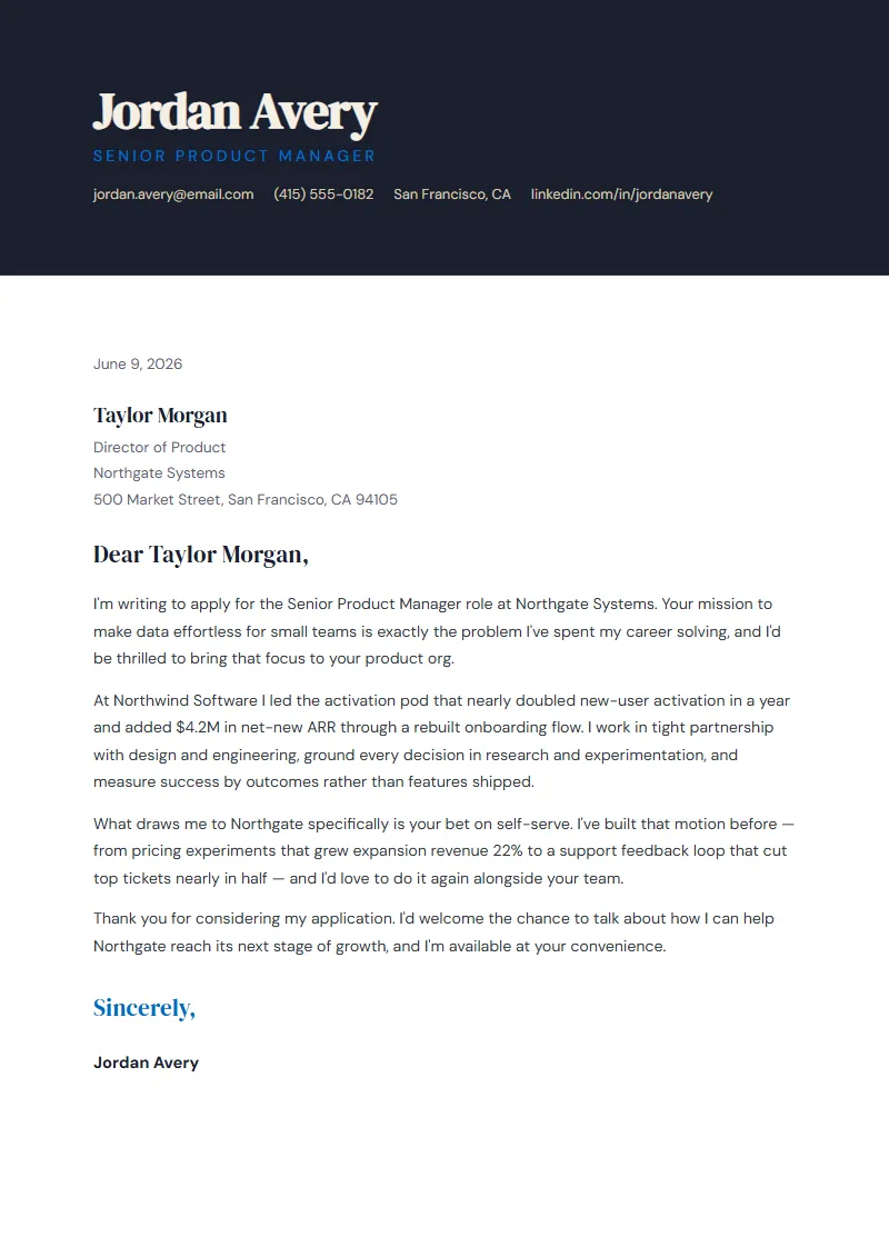 Charter cover letter preview