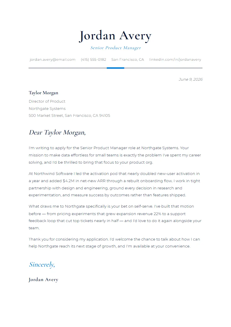 Dynasty cover letter preview