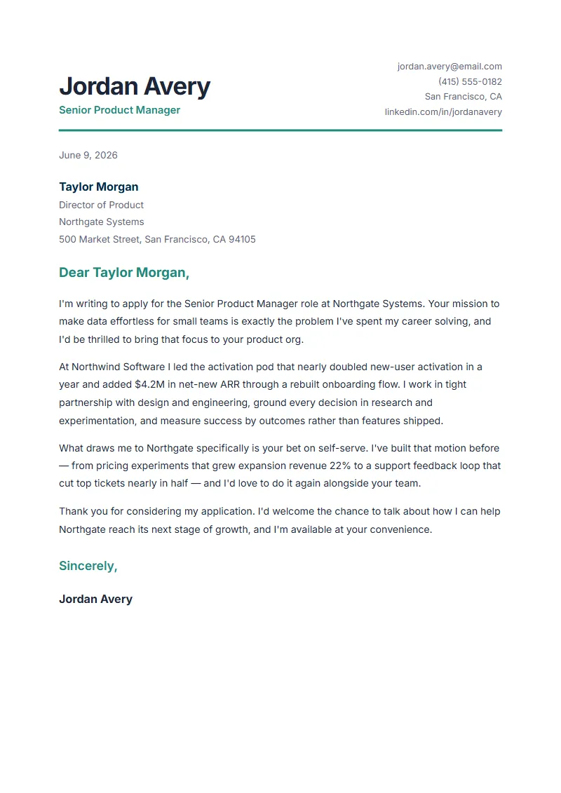 First Step cover letter preview