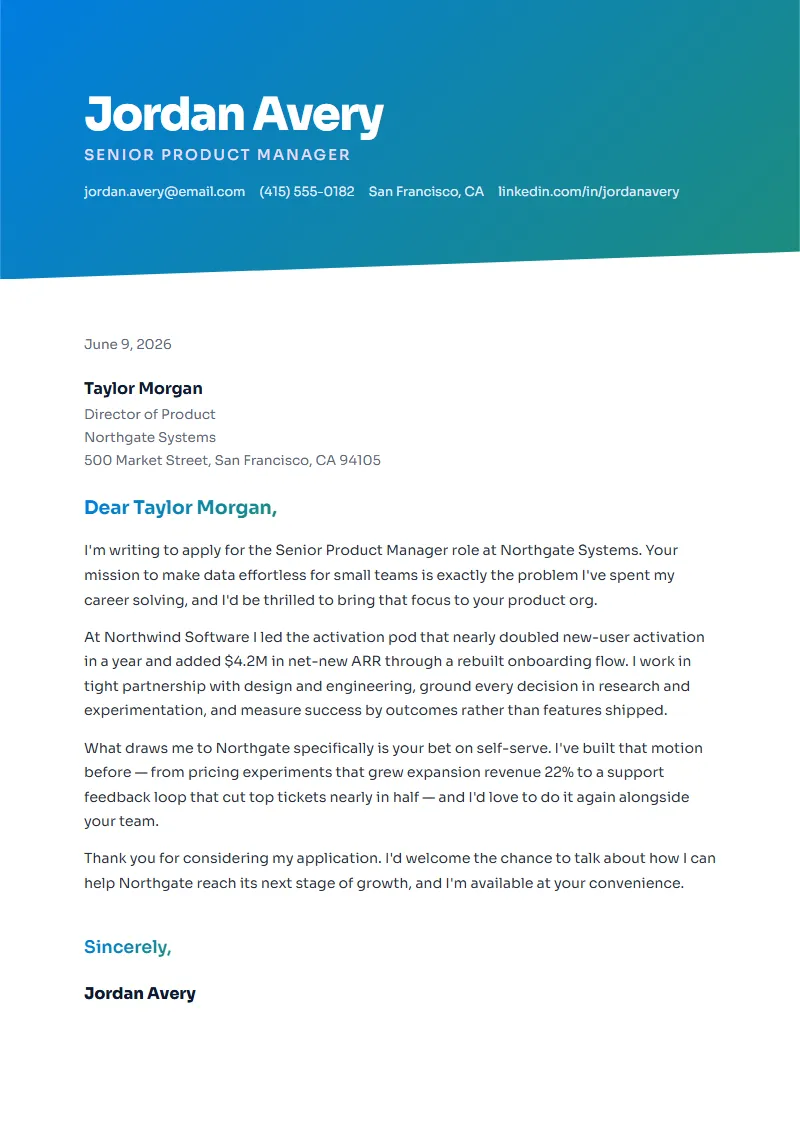 Gradient cover letter preview