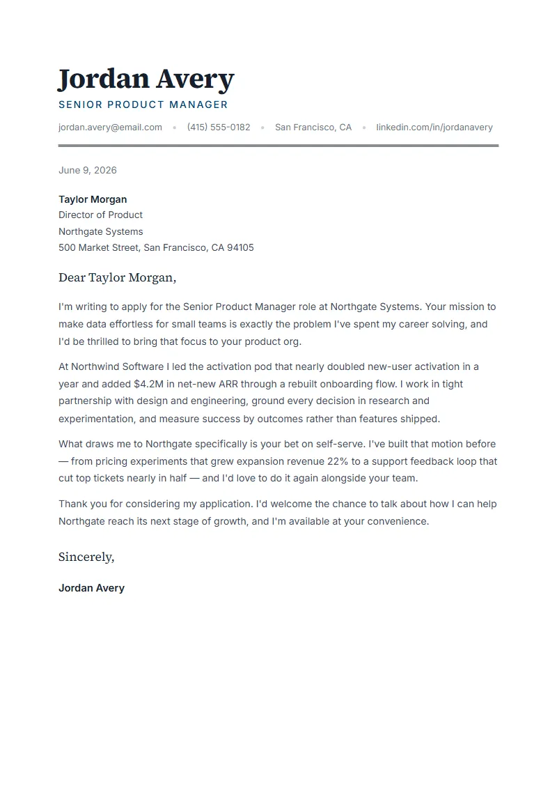 Granite cover letter preview