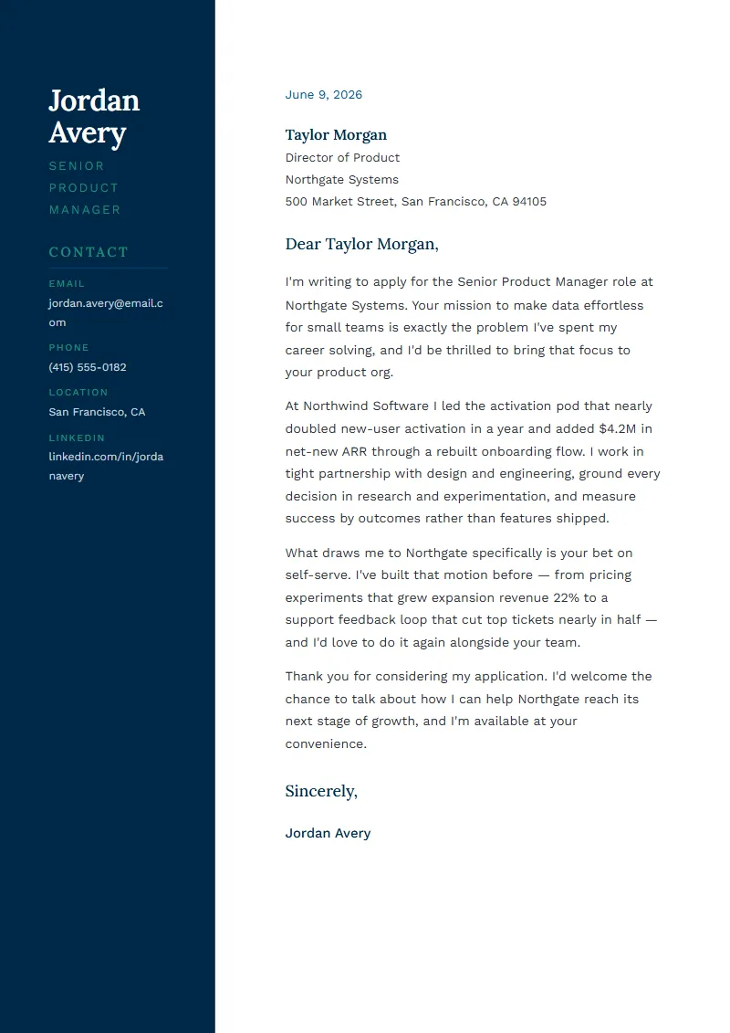 Harbor cover letter preview