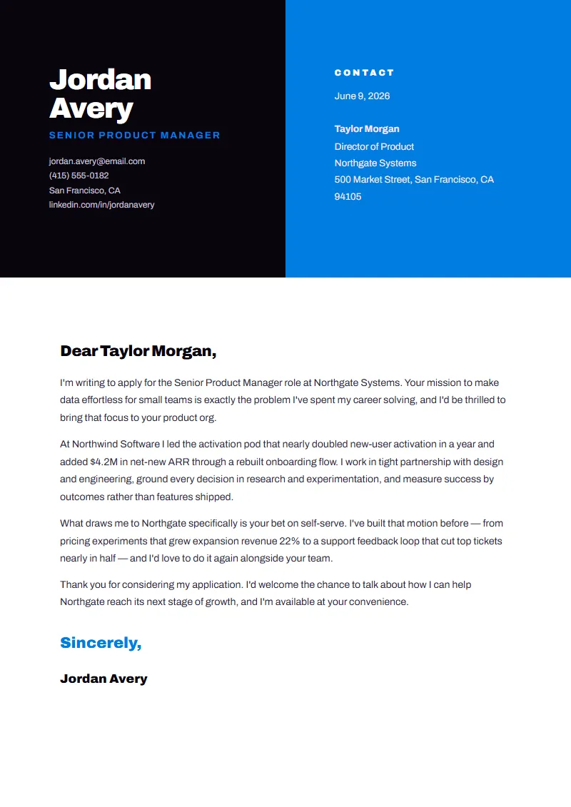 Kaleido cover letter preview