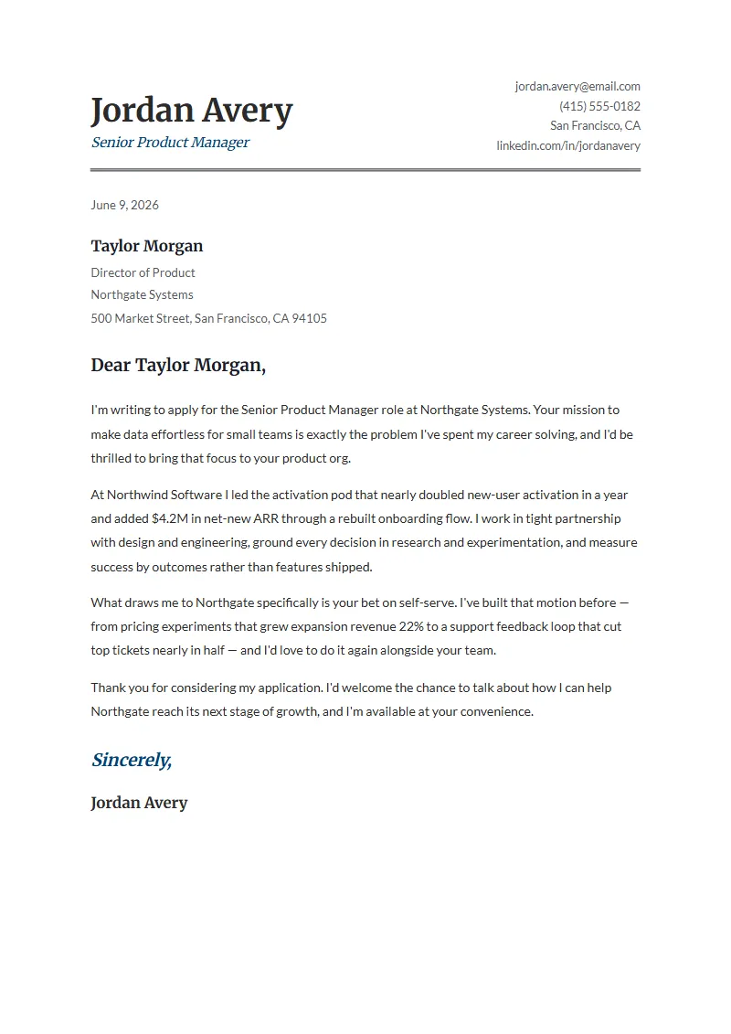 Lectern cover letter preview