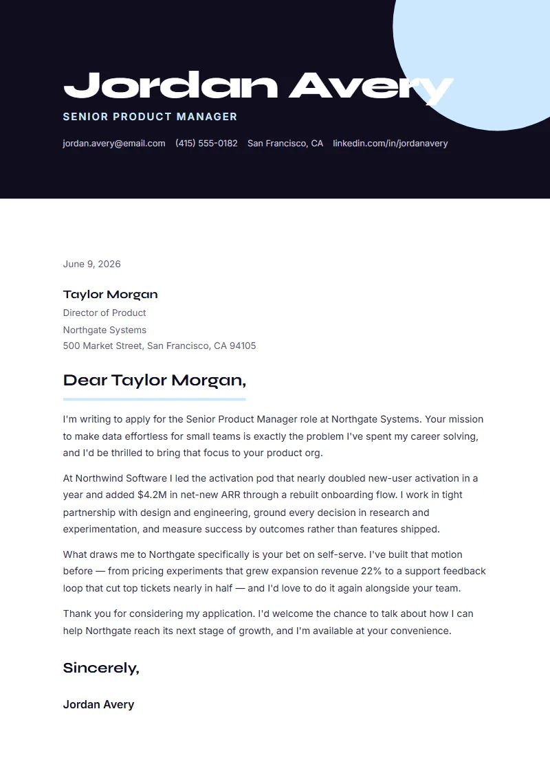 Lumen Bright cover letter preview