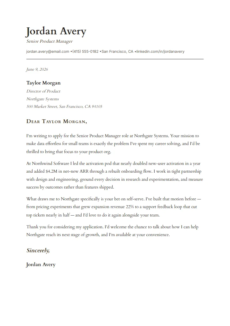 Manuscript cover letter preview