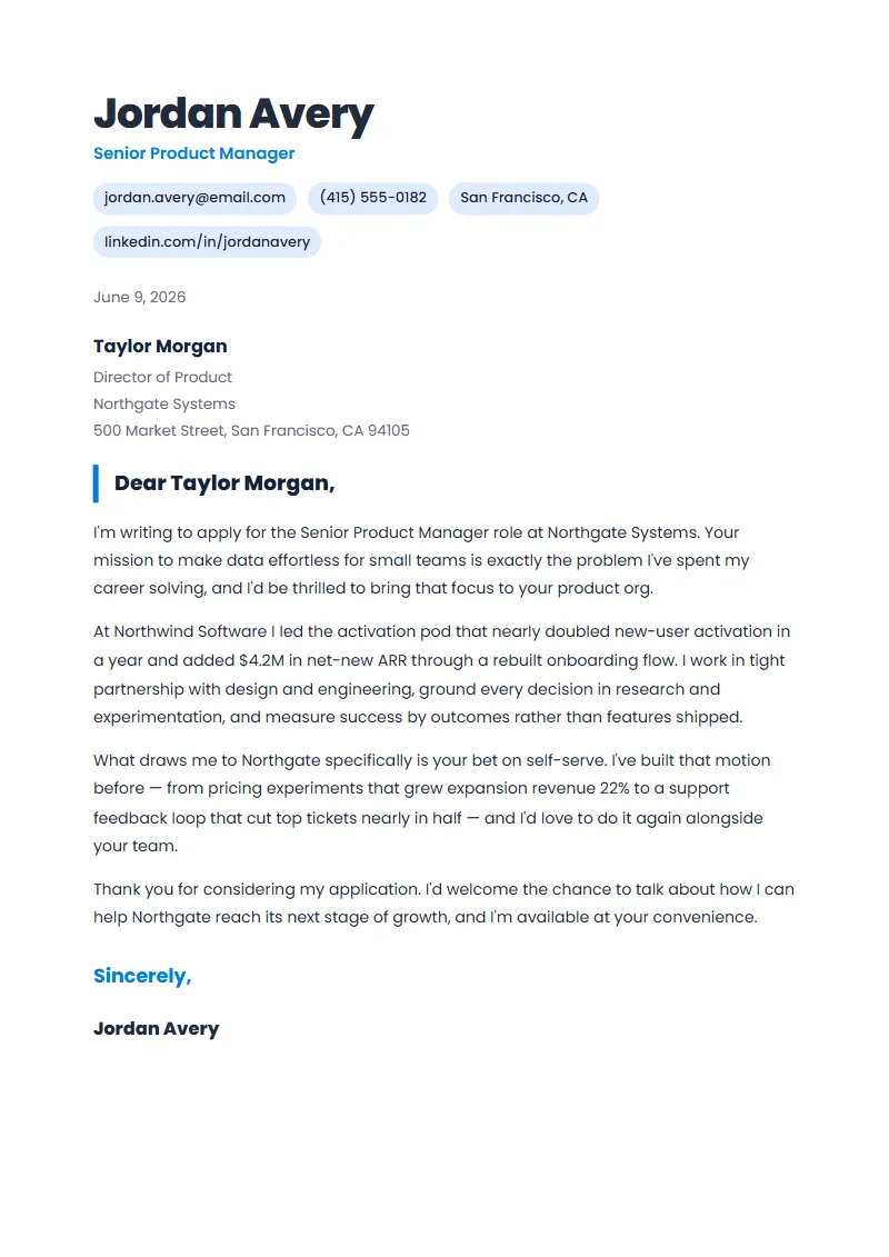 Openroad cover letter preview