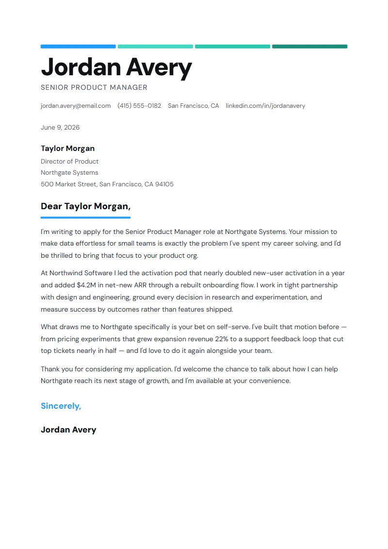 Palette cover letter preview