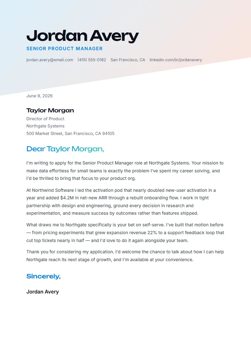 Prism Rise cover letter preview