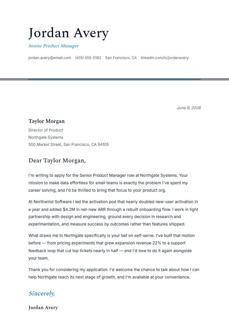 Statesman cover letter preview