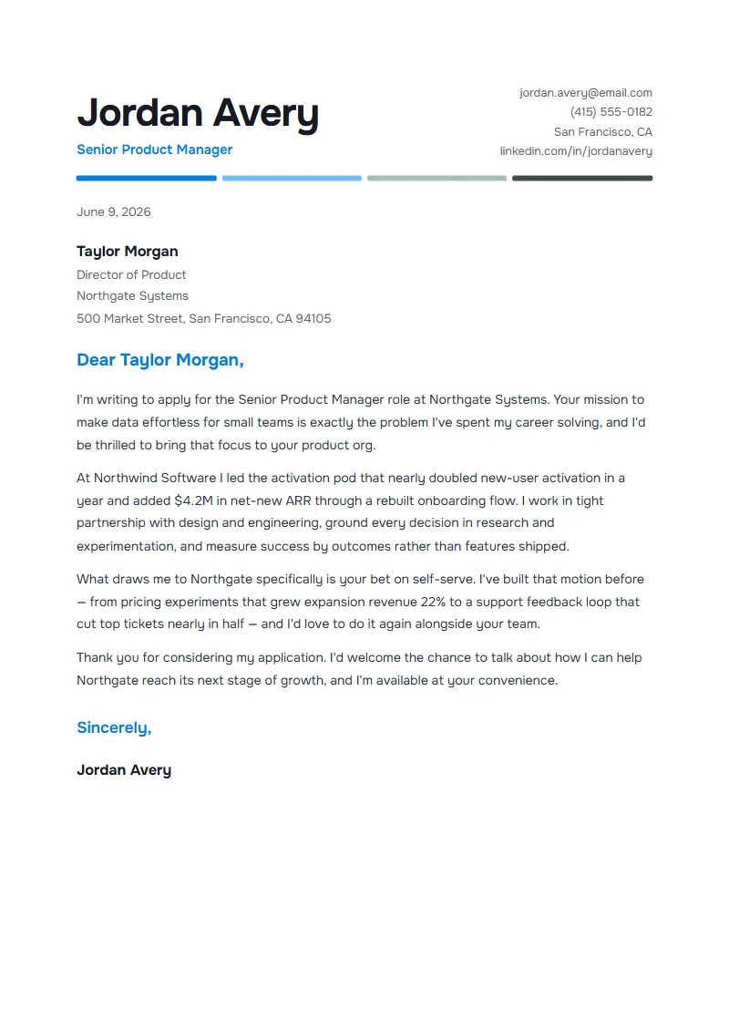 Tessera cover letter preview