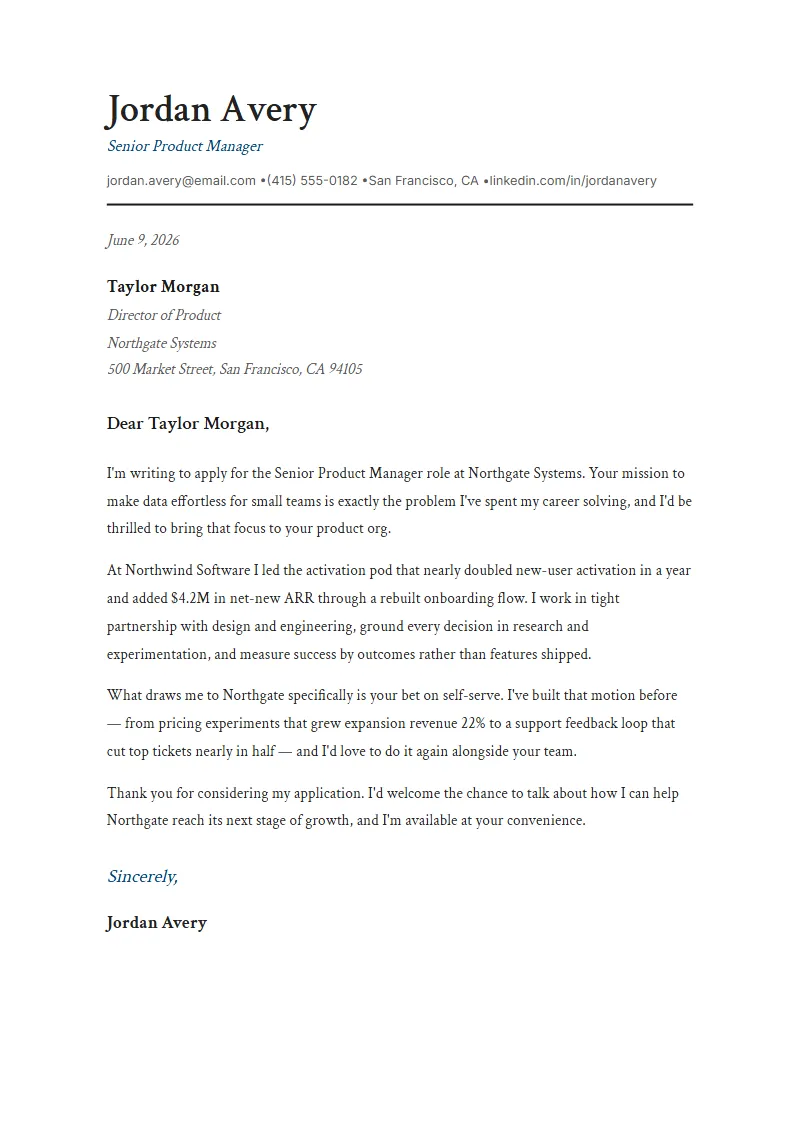 Treatise cover letter preview