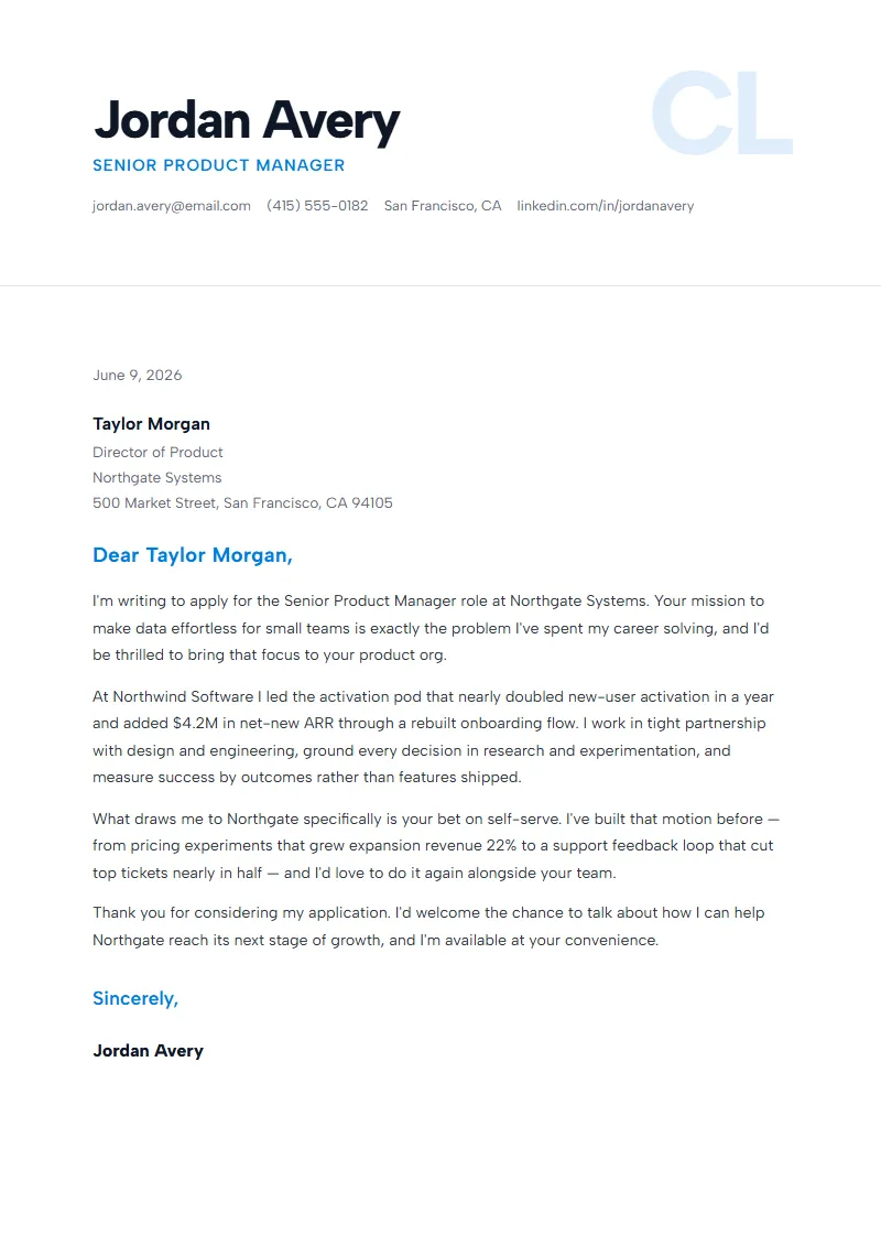 Vector cover letter preview
