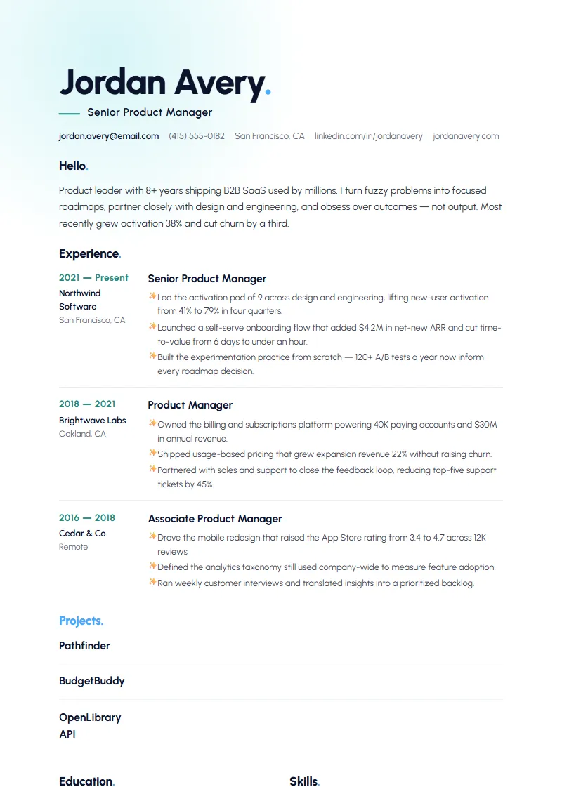Aurora resume template