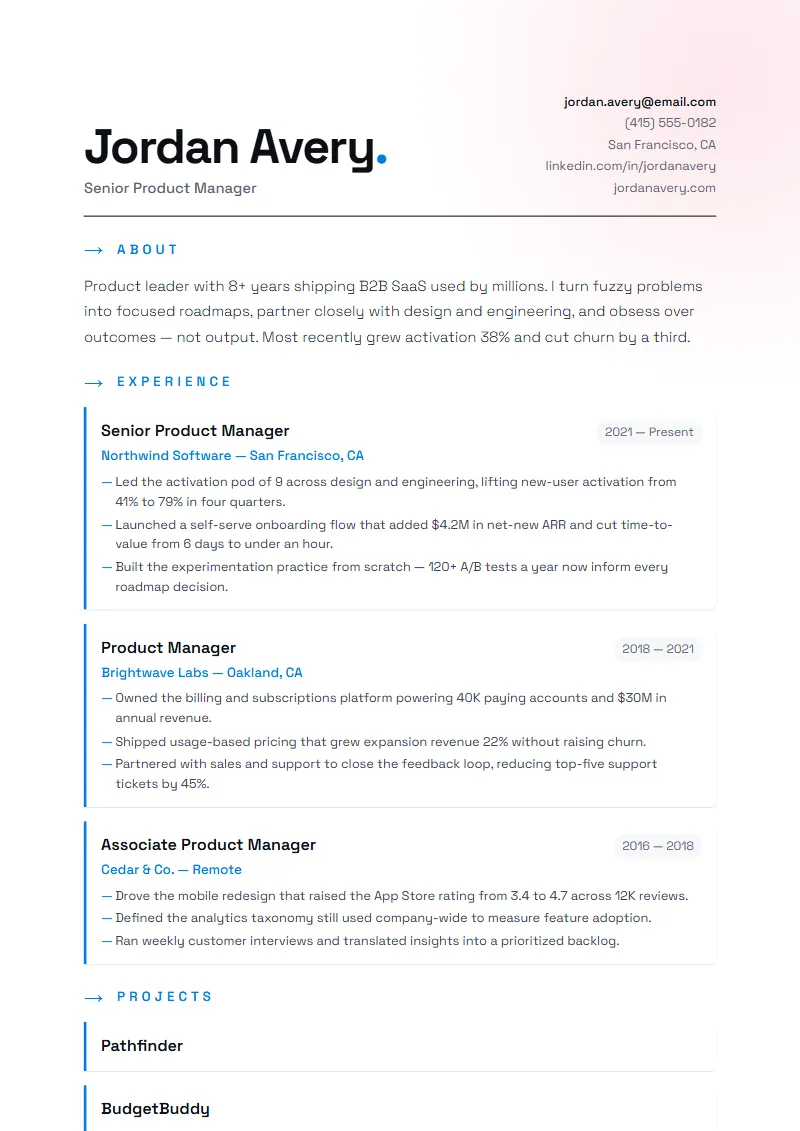 Drift resume template