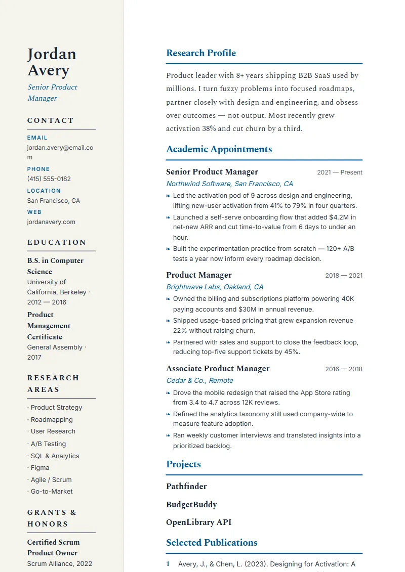 Fellowship resume template
