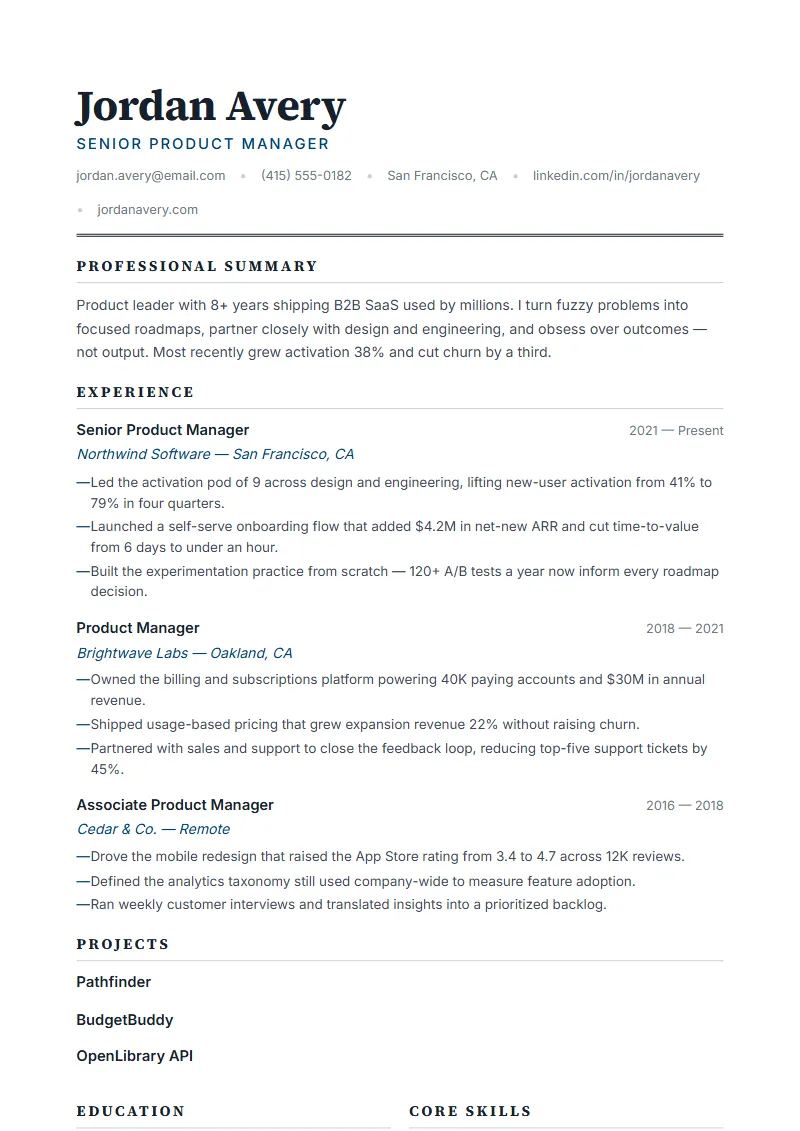 Granite resume template