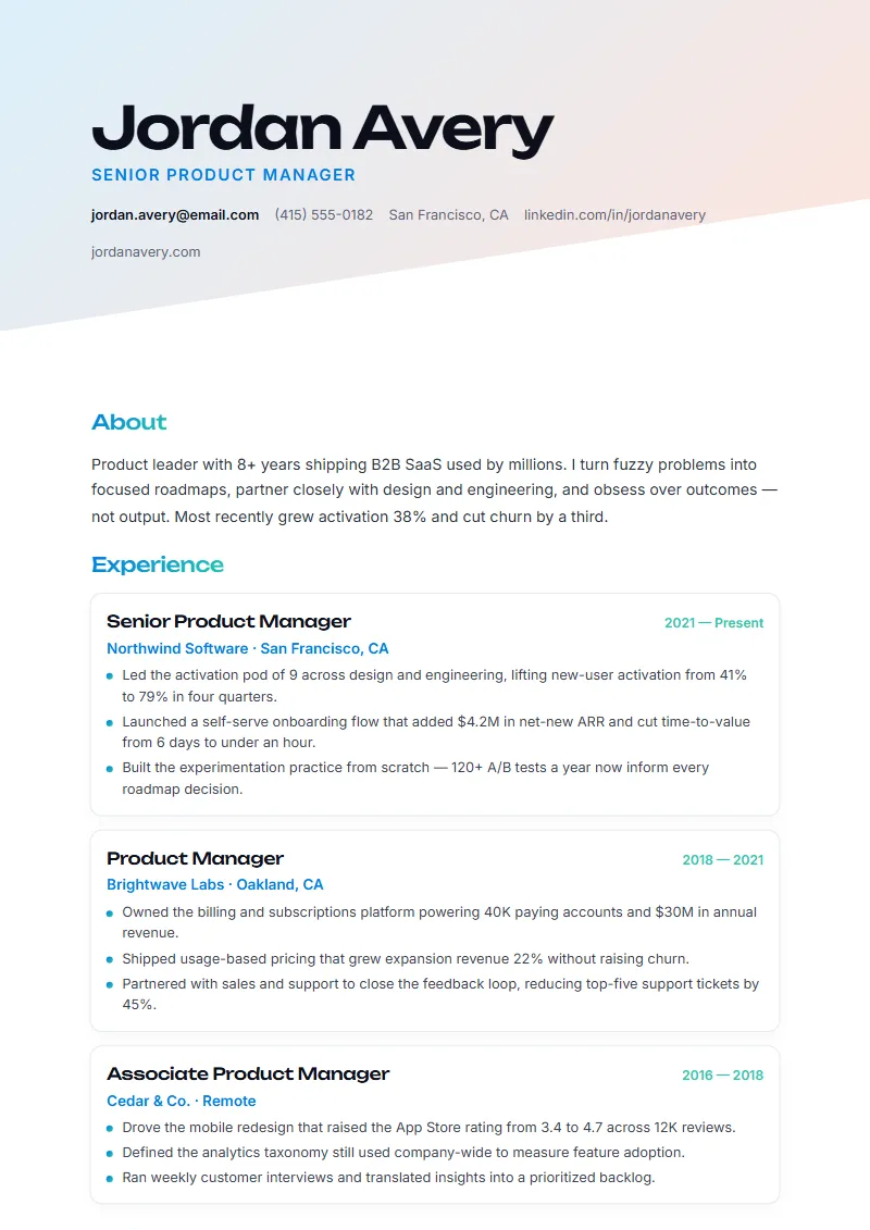 Prism Rise resume template