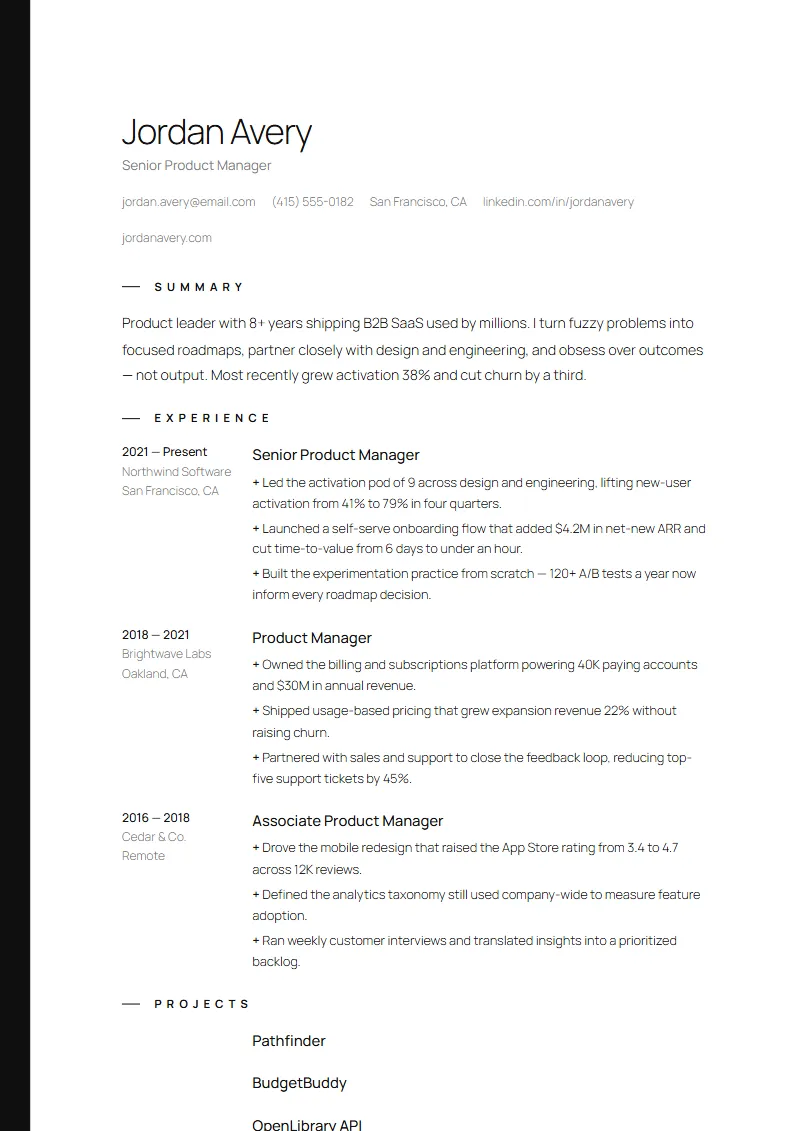 Sliver resume template