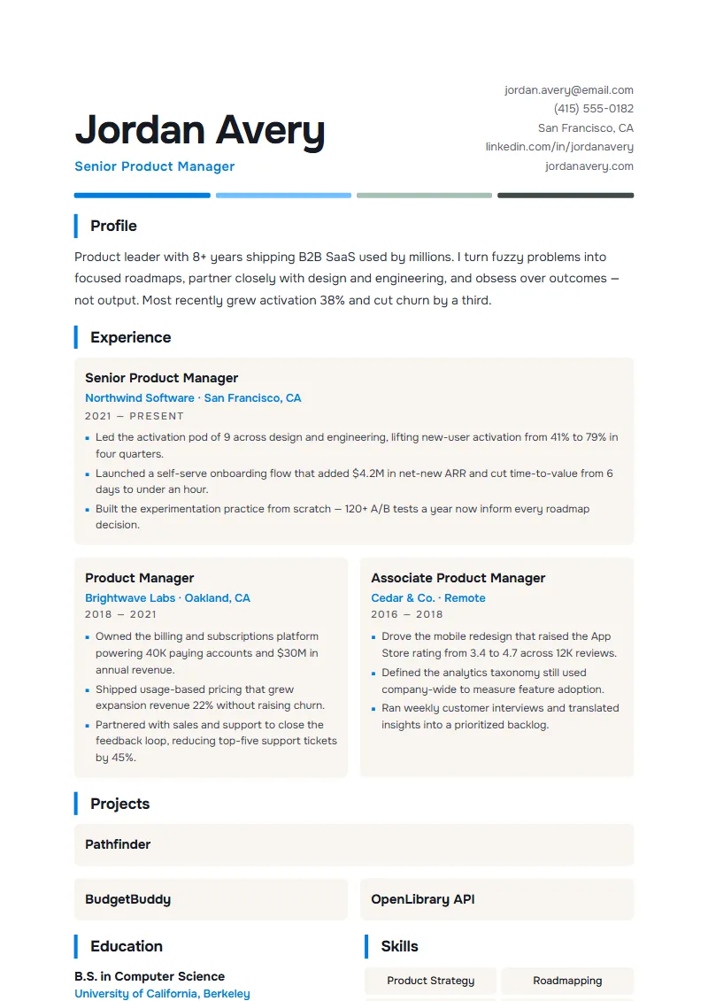 Tessera resume template